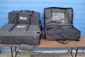 lot 132 image: Lot Of 3-Black Soft Sided Product Cases With Removeable Multi Slot Foam, Hand And Shoulder Straps. About 26 x 9 x 16