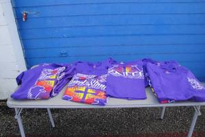 lot 173 image: 10- Medium Tee Shirts- All Purple NOTE Mixed Styles, Yours will Vary, Photos Are Examples Only, NOTE 10-X Money