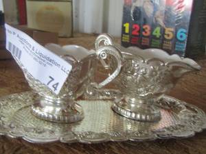 lot 74 image: silver cups qty 2- platter