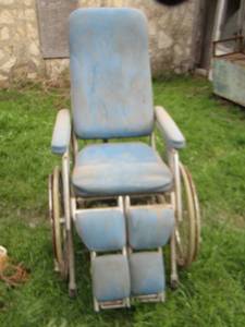 lot 145 image: antique blue wheel chair see pics