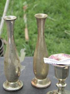 lot 170 image: small bowl- silver platted candle holders qty 6