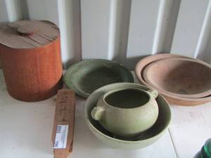 lot 196 image: turkey caller, wooden bowls, wooden canister and more