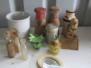 lot 199 image: antique bottles, S&P shakers plus