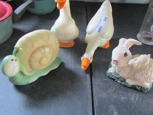 lot 233 image: home dcor, bunnies, snails, glass ducks