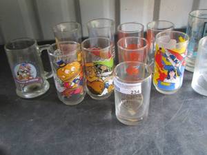 lot 234 image: vintage glasses, E.T, mickey mouse, mayor cheese, Kermit the frog plus
