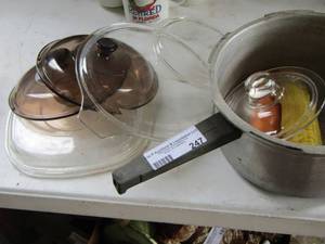 lot 247 image: various glass lids, meat tenderer
