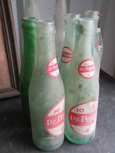 lot 266 image: VINTAGE Empty DR Pepper bottles