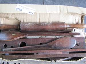 lot 272 image: wooden kitchen utensils and rolling pen