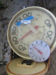 lot 508 image: wicker basket - various outdoor temp gauges