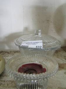 lot 532 image: covered candy dish - glass candle holder