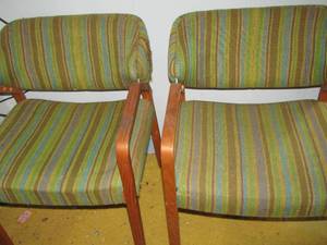 lot 336 image: 2 low back double arm chairs