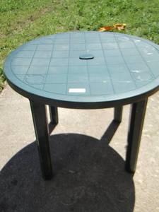 lot 304 image: green outdoor table plastic with 4 legs