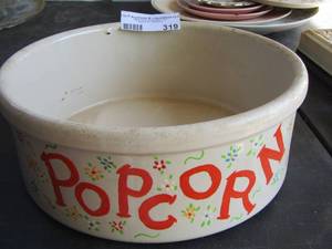 lot 319 image: handmade popcorn bowl hand carved by GH