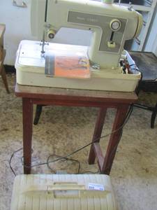 lot 354 image: SEARS Kenmore sewing machine, small side table