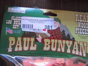lot 381 image: Paul Bunyan log cabins qty 3  50 pcs
