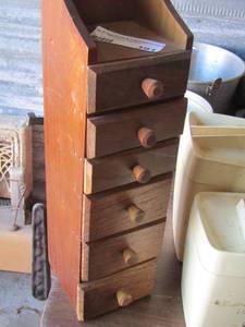 lot 391 image: coffee and tea canisters - 6 draw hanging wooden shelf small