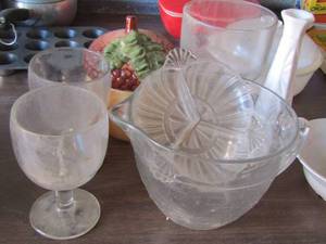 lot 392 image: 8 cup measuring cup - wine glasses-white vase and more