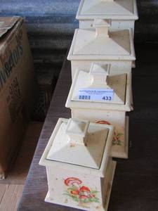 lot 433 image: 4 mushroom glass canisters