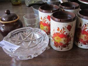 lot 437 image: covered tin cans - bowl and more