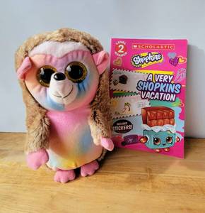 lot 11 image: CUTE BIG EYED TY BEANIE HEDGEHOG AND SHOPKINS ACTIVITY BOOK WITH STICKERS