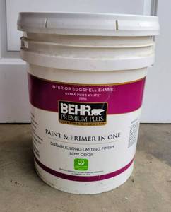 lot 37 image: 5 GAL. BUCKET BEHR PREMIUM PLUS PAINT NEW - SEALED