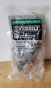 lot 58 image: EVERBILT DISHWASHER POWER CORD KIT 5 FT 4IN NEW SEALED