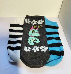 lot 107 image: LOT OF 3 VARIOUS LILO &amp STITCH ANKLE SOCKS FT. SCRUMP&nbsp