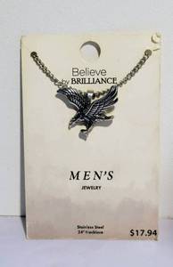 lot 189 image: BELIEVE BRILLIANCE MENS JEWELRY - 24 CHAIN & EAGLE PENDANT