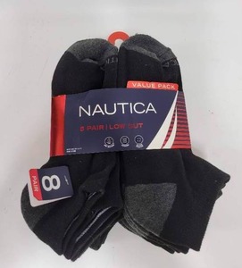lot 274 image: NEW PACKAGE OF 8 PAIRS OF NAUTICA ANKLE SOCKS MENS