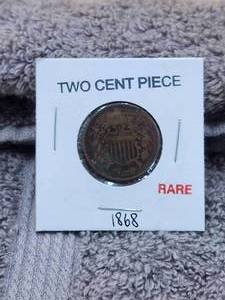 lot 4 image: 1868 Two cent piece - rare