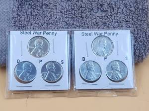 lot 169 image: 1943 Steel warwheat pennies - D, P, and S mints - Qty 2