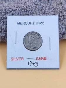 lot 174 image: 1943 Mercury Silver Dime - rare
