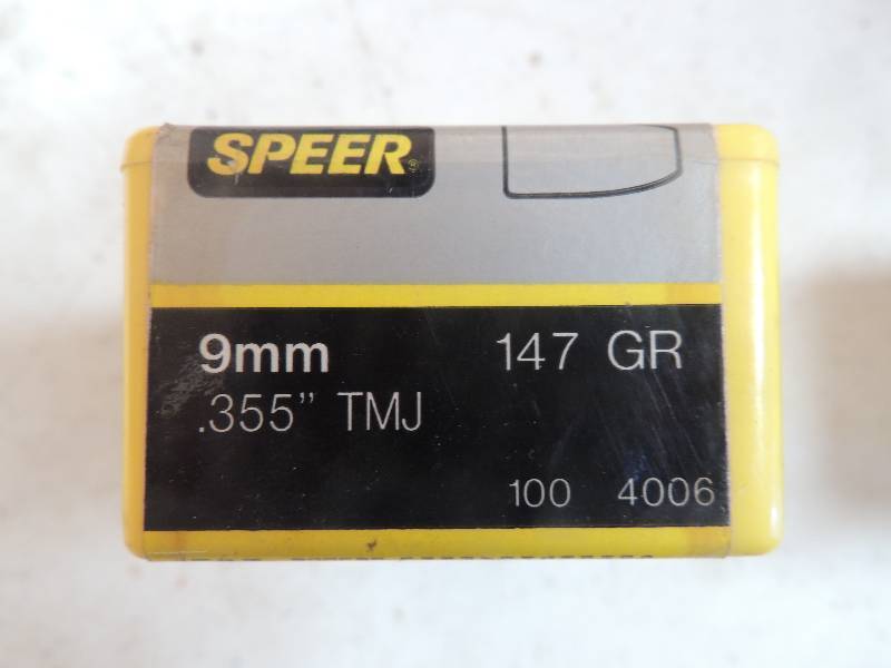 lot 1589 image: Speer 9mm 147 grain qty 100...