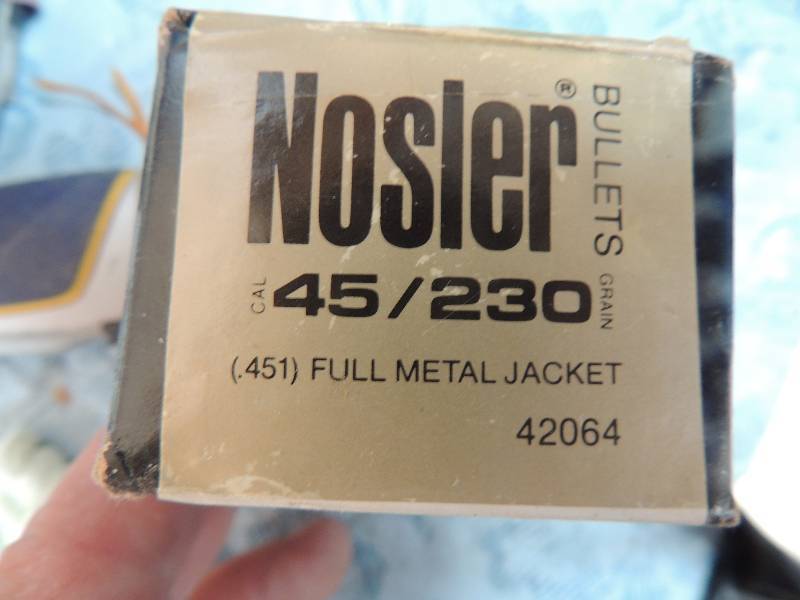 lot 1606 image: Nosler 45cal 230 gr FM 100 ct...