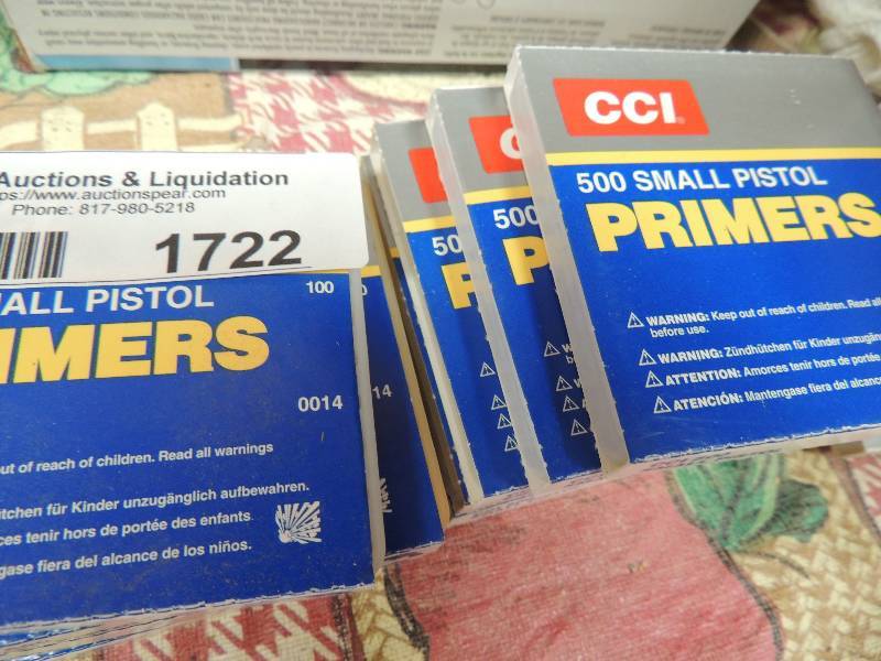 lot 1722 image: CCI sm pistol primer 10 pkg 500 eac...