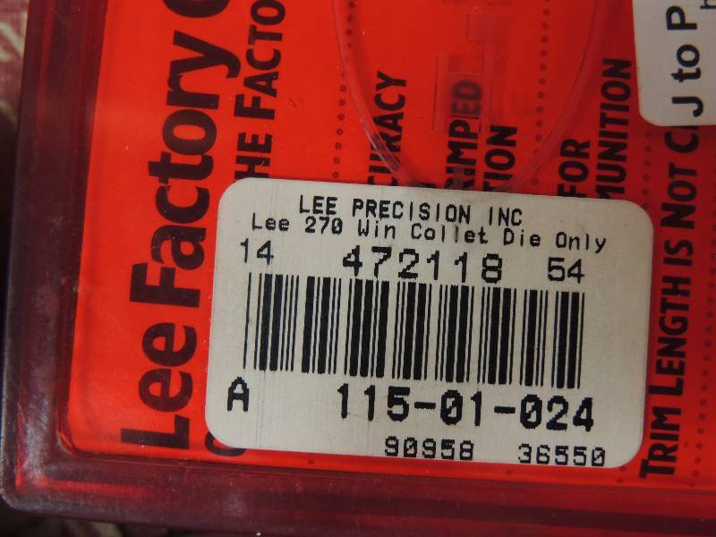 lot 1754 image: Lee taping crimp die 270 w...