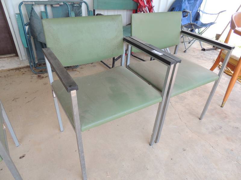 lot 1761 image: 2 pale green office chairs...