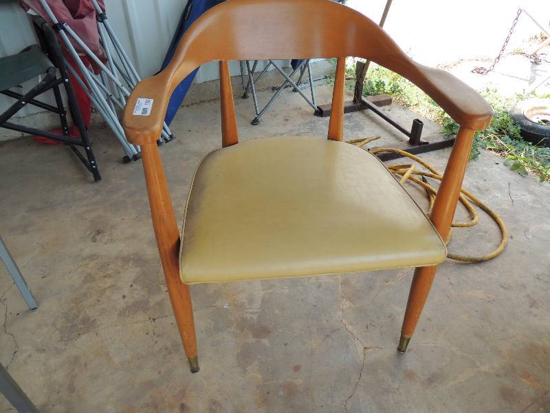 lot 1762 image: brown desk chair with yellow leathe...