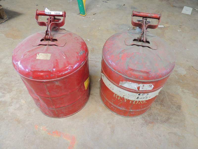 lot 1808 image: 2 vintage gas cans justrite 5 gal...