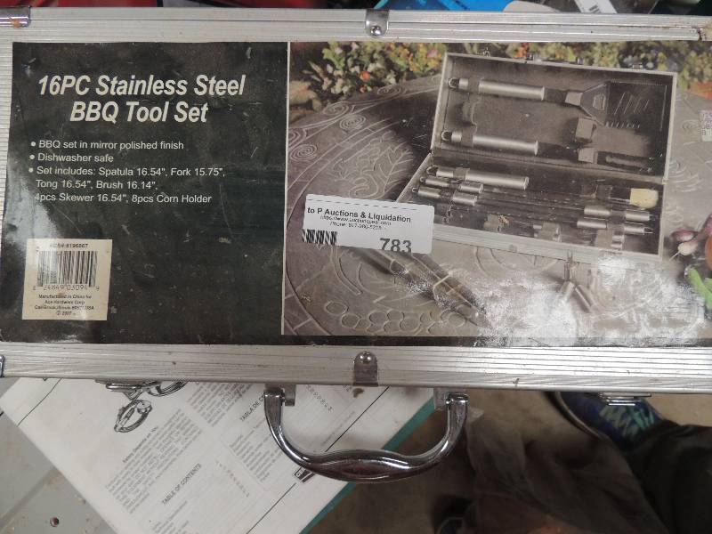 lot 783 image: New 16 piece Stainless Steel BBQ To...