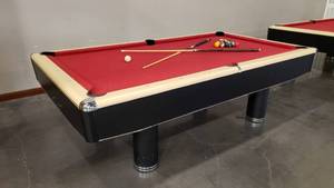 lot 8 image: AMF Play Master Pool Table w Billiards Ball Set & 2 Cues