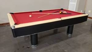 lot 9 image: AMF Play Master Pool Table w Billiards Ball Set & 2 Cues