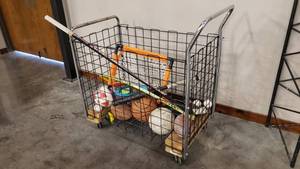 lot 196 image: Rolling Gym Toy Cart w Balls & Toys Included.