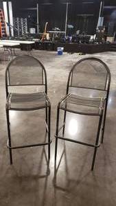 lot 201 image: Lot of 2 Tall Bartsool Height Industrial Style Chairs