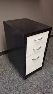lot 224 image: Chocolate Brown & White Ikea Under Desk Rolling Cabinet