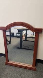 lot 238 image: Wooden Curved Top Vanity Mirror