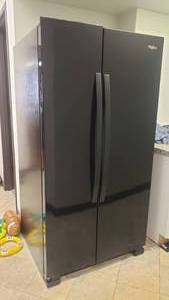 lot 303 image: Whirlpool Black Side-By-Side Refrigerator, Very Clean.  Model WRS315SNHB00