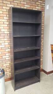 lot 322 image: Dark Brown Tall 6-Shelf Bookcase.  Measures 80 x 32 x 11