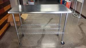 lot 332 image: Stainless Rolling Prep Table