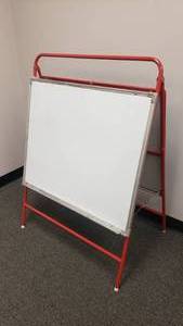 lot 339 image: Excellerations Multi-Use Double Sided Learning Easel.  Dry erase on one side, felt on the other.